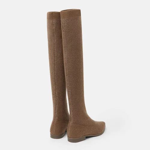 Vista 3 de VIVAIA Michaelia - Botas puntiagudas por encima de la rodilla de 21.7in de altura de caña de 21.7in de alto, botines de tela tejida de lana, zapatos