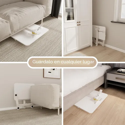Vista 7 de alawooder 25" Mobile Folding Desk: Pneumatic Sit-Stand, No Assembly Escritorio para portátil con ruedas ajustables de 29 a 42 pulgadas, ruedas Blanco