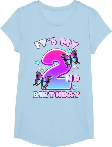 Vista 22 de Camiseta de 2º cumpleaños para niña de 2 años con mariposas y número 2 Negro