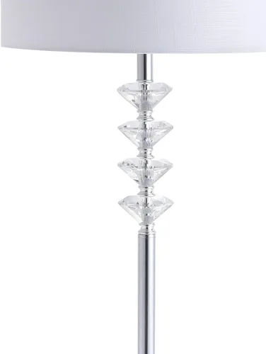Vista 5 de JONATHAN Y Lámpara de pie LED cromada y de cristal de 60.5 pulgadas, luz de pie contemporánea para sala de estar, dormitorio, pantalla de tambor