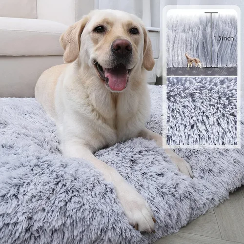 Vista 3 de Cama ortopédica para perros de tamaño grande, lavable con funda extraíble, cama para jaula impermeable, fondo antideslizante, cama para mascotas