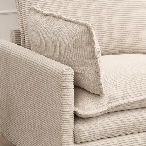 Vista 4 de Sofá Sillones de tela de terciopelo de 102 pulgadas para sala con doble cojín, sofás para sala con diseño modular para sala de estar, beige