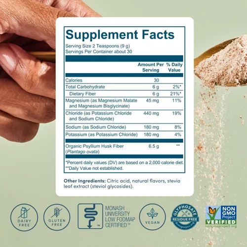 Vista 4 de Polvo de Fibra de Cáscara de Psyllium (6g Por Porción) para la Salud Digestiva y Alivio de la Hinchazón, Polvo de Fibra Prebiótica Insoluble