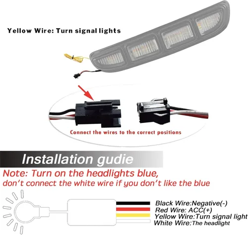 Vista 2 de Switchback - Lámpara LED antiniebla delantera DRL blanca/ámbar/azul, luz de circulación diurna con función de señal de giro intermitente secuencial