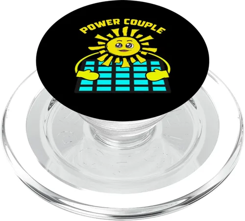 Vista 8 de Power Couple Sun and Solar Panel Energy PopSockets Adhesive PopGrip