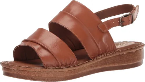 Vista 23 de Bella Vita Sandalias de tacón de bloque para mujer cuero de gamuza almendra