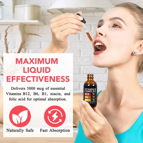 Vista 6 de Frovetani - Complejo orgánico de vitamina B para mujeres, 2 unidades líquidas Vitamina B12 Metilcobalamina, vitamina B6, B1, B9, apoyo metabólico