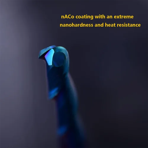 Vista 3 de Nariz esférica Cortador de fresado de extremo de 0.1 grados Fresas de enrutador CNC Herramienta de fresado en espiral con revestimiento nano azul