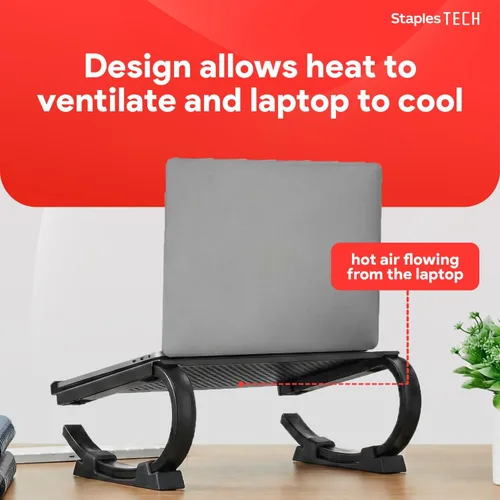 Vista 5 de Staples TECH - Soporte de acero ajustable para portátil, elevador curvado