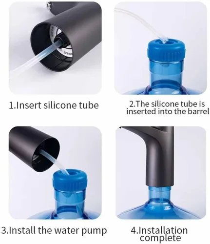 Vista 7 de Bomba automática de agua potable, dispensador de botellas de agua portátil USB inteligente con carga eléctrica USB e interruptor de apagado Negro