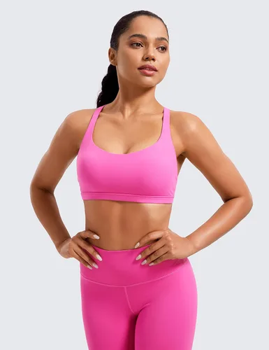 Vista 2 de CRZ YOGA - Sujetadores deportivos con tirantes delgados para mujer, brasier de yoga con relleno, sin varillas, espalda cruzada sexy, lindo
