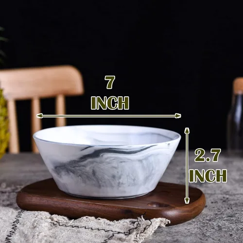 Vista 2 de Juego de 4 cuencos de cerámica de mármol gris Yundu, 30 onzas (887.2 ml) cuenco de ramen para fideos, cuencos de ensalada, cuencos grandes