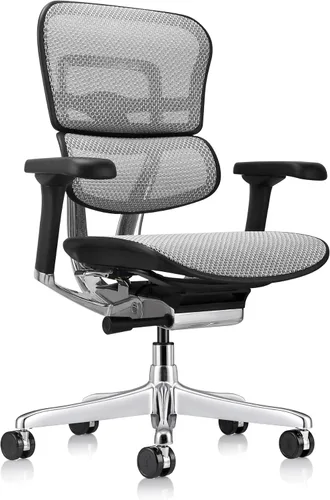 Vista 10 de Eurotech Seating Ergohuman Silla giratoria de malla con respaldo medio, color negro Negro/Cromo