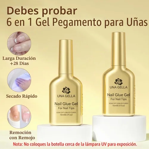 Vista 2 de UNA GELLA Pegamento de uñas de gel 6 en 1 para puntas de uñas transparentes