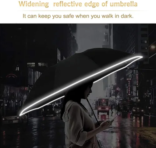 Vista 2 de Bodyguard Inverted Umbrella, Large Windproof Umbrellas for Rain & Sun, Compact Umbrella Reverse Umbrella with Reflective Stripe, Teflon Umbrella for