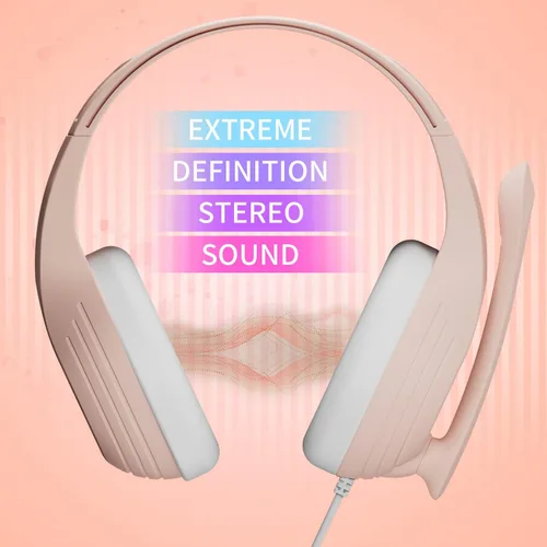 Vista 2 de Anivia A9S - Auriculares de computadora con cable para juegos con micrófono sonido envolvente estéreo para PC Xbox One PS5 PS4 Switch oro rosa rosa