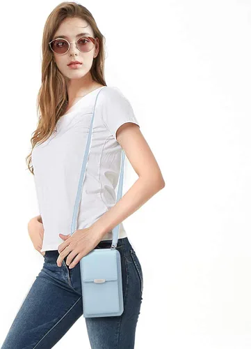 Vista 2 de Kukoo Bolsa cruzada para mujer, tamaño pequeño para teléfono celular, con ranuras para tarjetas de crédito