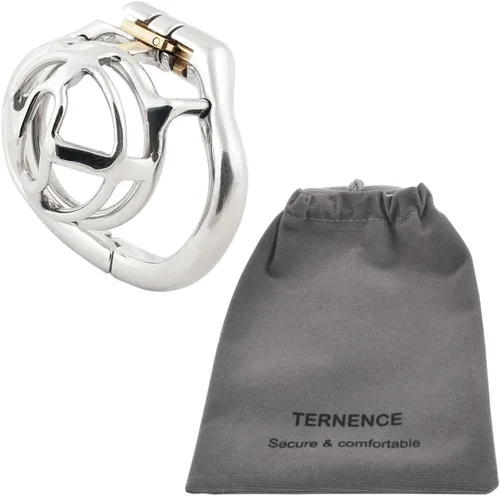 Vista 6 de TERNENCE Jaula de castidad masculina de tamaño pequeño, diseño ergonómico, anillo con bisagras, jaula de pene bloqueo para adultos, juguetes