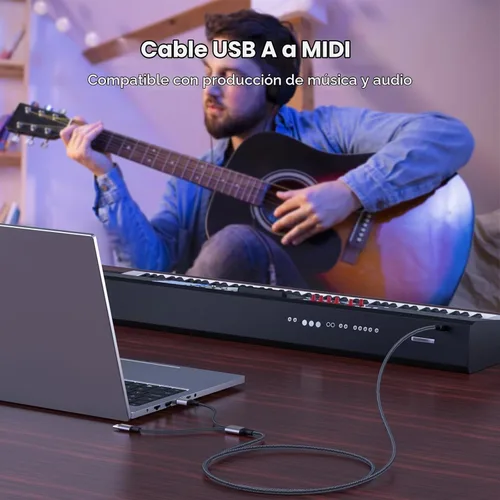 Vista 6 de MOSWAG Cable de impresora USB 2en1 de 3.28 pies/1M con cable USB C a MIDI, cable de impresora, cable USB MIDI USB C a USB B MIDI, cable, compatible