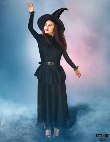 Vista 6 de KatchOn Disfraz de bruja malvada para mujer, disfraz de bruja de Halloween con sombrero