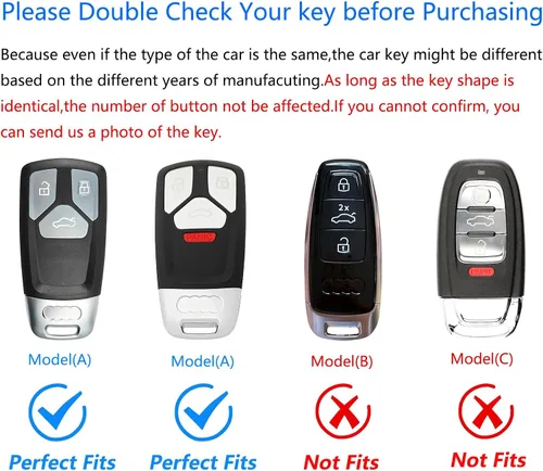 Vista 2 de Funda para Llavero Audi, Llavero, Protección de Aleación de Zinc Funda para Llave de Automóvil para A3 A4 A5 A6 Q7 Q5 TTS SQ5 R8 RS4 RS5 S5