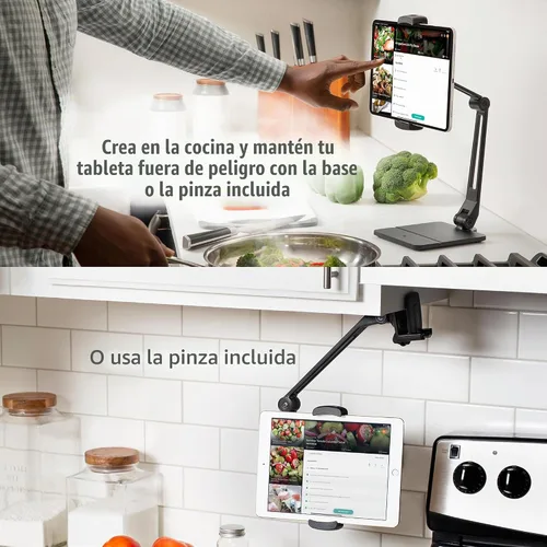 Vista 5 de Twelve South HoverBar Duo Soporte para iPad (2.ª generación) - Soporte ajustable para tablet de escritorio con base pesada y fijación de abrazadera