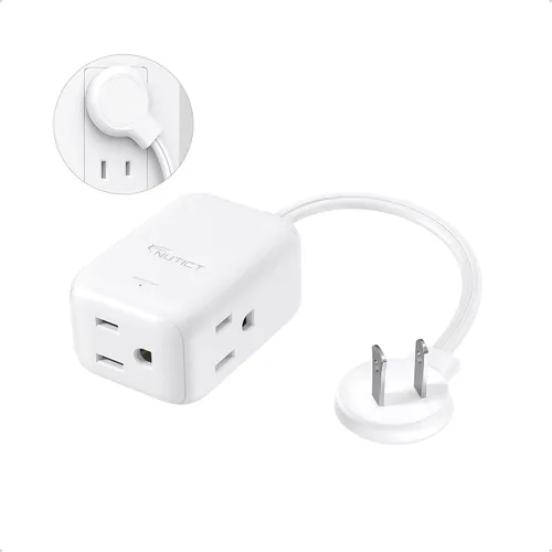 Vista 13 de NUTICT Cable de extensión corto de 6 pulgadas, extensor de 3 salidas con protector de sobretensiones 900J, 15A/1875W, certificado ETL, divisor
