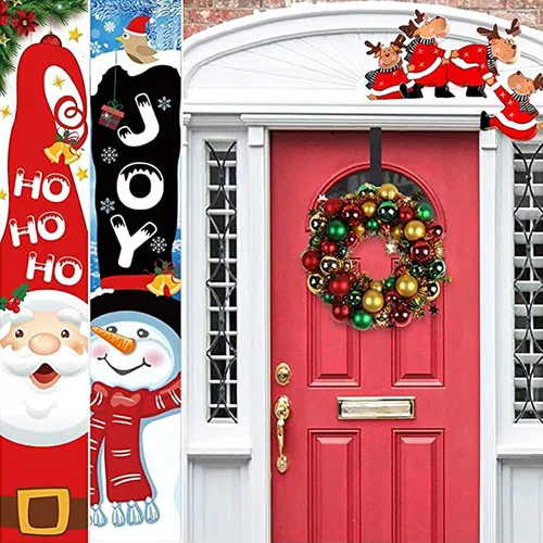Vista 7 de Decoración de marco de puerta de Navidad, divertido marco de puerta de Papá Noel, decoración de mesa de fiesta en casa, accesorios de decoración