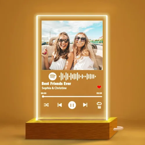 Vista 7 de Regalos fotográficos personalizados para novio novia, placa de luz nocturna personalizada de Spotify, bonitas decoraciones de habitación, regalos