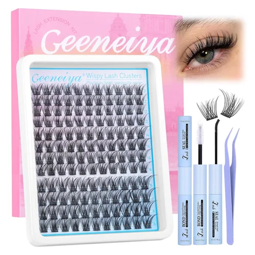 Vista 19 de Extensiones de pestañas en racimo con banda transparente, pestañas cortas y onduladas C, extensiones de pestañas naturales en racimo, pestañas