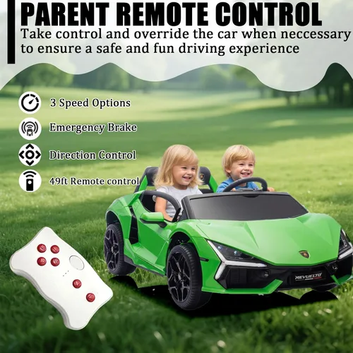 Vista 2 de FINITO Lamborghini - Automóvil eléctrico XXL con licencia de 24 V y 4 WD para niños con control remoto, puertas hidráulicas, luces LED y música