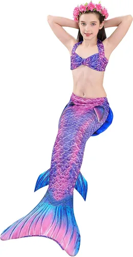 Vista 3 de Niñas Cola de sirena Natación Traje de baño Natación Ropa de playa Niños Sirena Traje de baño Halloween Cosplay Trajes