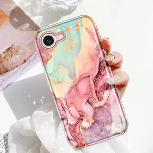 Vista 7 de Btscase Funda para iPhone 16e (2025), [probada en caídas de grado militar] Diseño de patrón de mármol delgado, resistente, a prueba de golpes