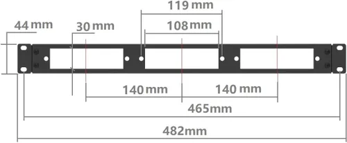 Vista 3 de Paquete de 2 paneles de conexión de fibra en blanco de 1U de 19 pulgadas para 3 paneles LGX