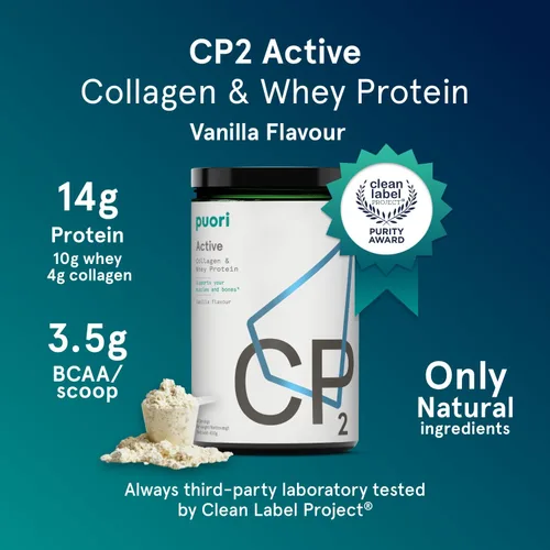 Vista 2 de Puori Proteína de suero en polvo con colágeno, CP2 activo, criado en pasto, alimentado con pasto y sin OMG, 100% natural y puro para el crecimiento