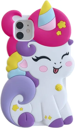 Vista 12 de Funda de silicona suave con diseño de flores coloridas de personajes de moda kawaii 3D para iPhone 12/iPhone 12 Pro de 6.1 pulgadas