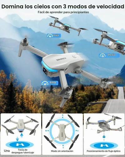 Vista 3 de SIMREX Drone FPV 4K con motor sin escobillas para principiantes y adolescentes, vuelo de 40 minutos, posicionamiento de flujo óptico, control