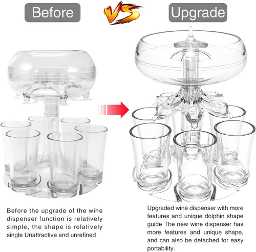Vista 7 de ALEVMOOM Dispensador y soporte para 6 vasos de chupito, dispensadores para llenar líquidos, dispensador de licor acrílico sin contacto para bebidas