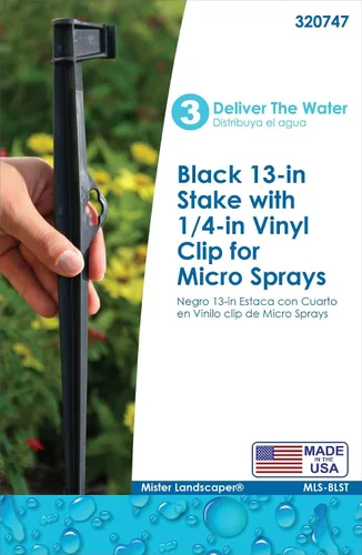 Vista 3 de Mister Landscaper MLS-BLST - Estaca negra de 13 pulgadas con clip de vinilo de 1/4 pulgadas para microaerosoles