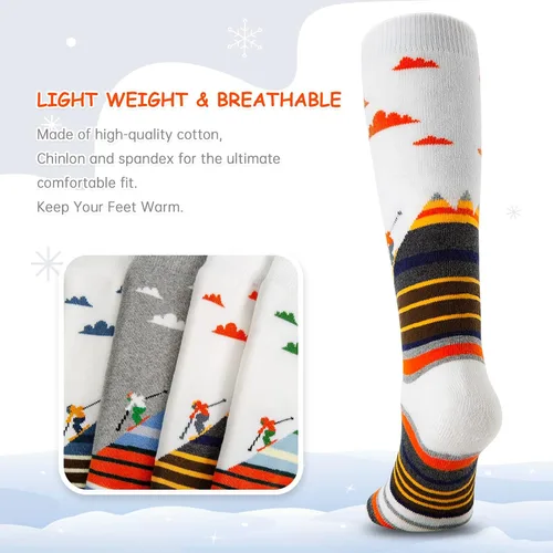 Vista 3 de Cimkiz Calcetines de esquí para niños, cálidos, térmicos, para nieve, esquí, snowboard, patinaje para niños y niñas, 2 pares3 pares