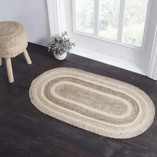 Vista 10 de VHC Brands Alfombra de yute con almohadilla, natural y crema, 3 pies redonda