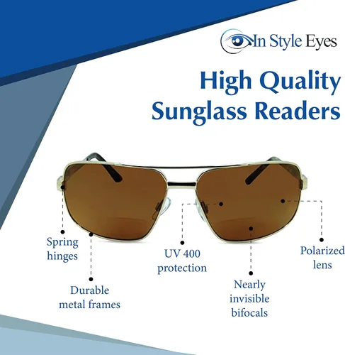 Vista 3 de In Style Eyes Just Chillin' polarizadas aviador bifocales gafas de sol