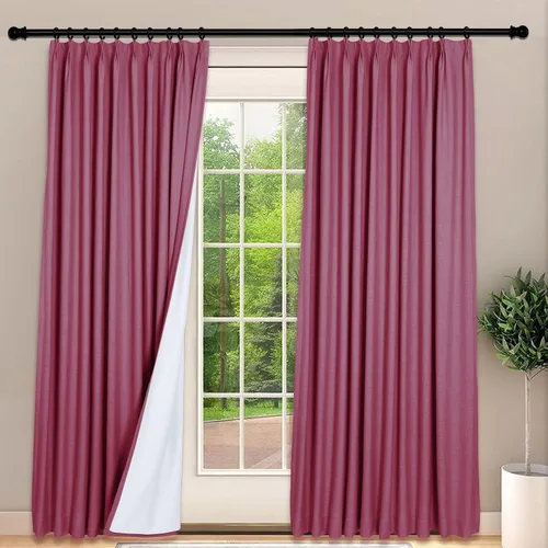 Vista 24 de Frelement Cortinas 100% opacas con forro térmico, cortinas de lino para decoración de Navidad, cortinas plisadas con aislamiento térmico