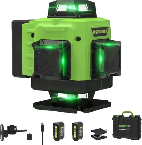 Vista 12 de Nivel Láser de Piso Autonivelante, Láser de Línea Cruzada Horizontal Vertical 3x360, Alineación de Haz Verde 3D para Piso de Baldosas, Pared y Techo