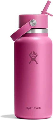 Vista 22 de Hydro Flask Botella de agua – Acero inoxidable aislado – Tapa flexible con popote de boca ancha, antiderrames, a prueba de fugas y recargable