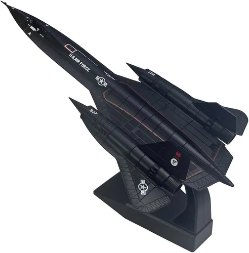 Vista 2 de Modelo de avión militar de metal para colección o regalo de la Fuerza Aérea SR-71 Blackbird de la Fuerza Aérea de los Estados Unidos a escala 1/144
