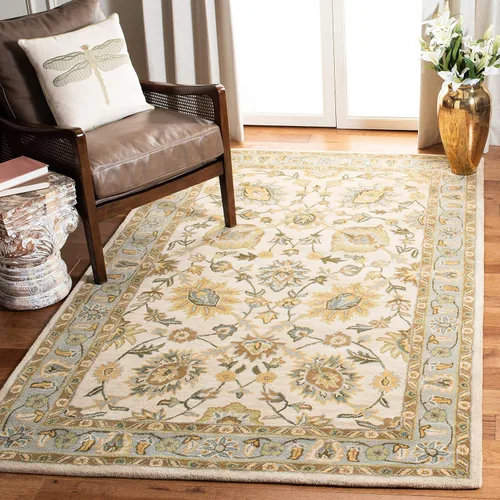 Vista 12 de SAFAVIEH Classic Collection - Alfombra decorativa de 2 x 3 pies, marfil y azul claro, hecho a mano, lana oriental tradicional, ideal para zonas