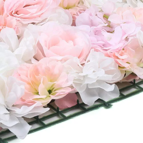 Vista 5 de 12 paneles de pared de flores artificiales de 24 x 16 pulgadas, paneles decorativos de flores de rosas de seda 3D, fondo de pared de flores