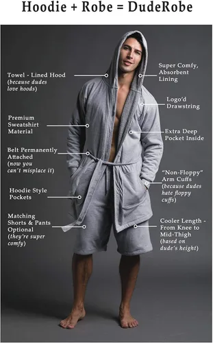 Vista 6 de DudeRobe Bata con capucha para hombre, como se ve en Shark Tank