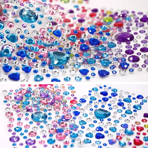 Vista 4 de 2800 piezas de 25 hojas autoadhesivas de joyas de diamantes de imitación, calcomanías de diamantes de imitación, gemas de diamantes de imitación